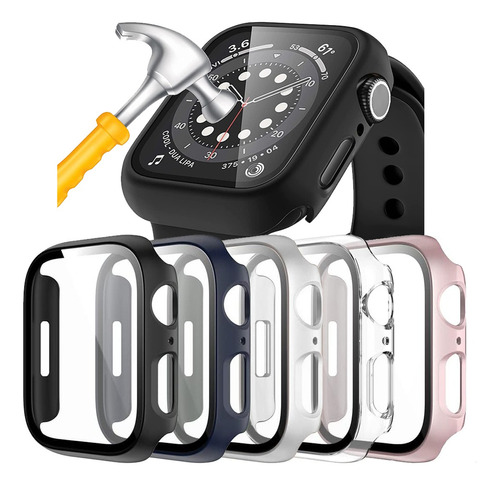 Case Cristal Templado Para Apple Watch Serie 9 8 7 6 Se 5pc