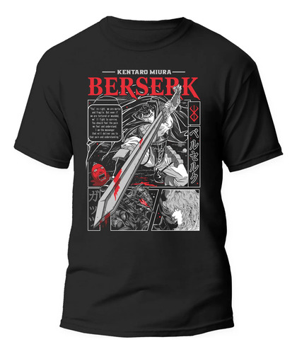 Playera De Berserk Espadachin Negro Impresion Calidad