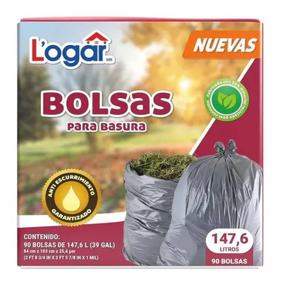 Bolsas Para Basura Extra Grandes 90 Piezas De 147.6 Litros Color Negro | Meses sin interés