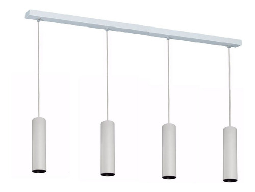 Barral Plafón Colgante 4 Luces Led 7w Moderno Minimalista Base De 1 Metro + Cilindros Con Cable De Tela + Lámparas Led