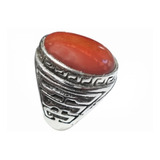 Anillo Jaspe Rojo Macizo Plata Mod Arabic  