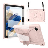 Mica + Funda Para Galaxy Tab A8 10.5 X200 Mariposa Rosa Oro