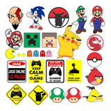 Adesivos De Parede Kit 22un Atacado Decoração Game Geek Nerd