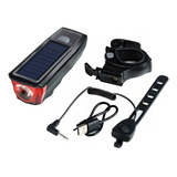 Luz Led Delantera Solar Con Bocina Recargable Usb Bicicleta