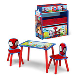 Mesa Infantil 2 Sillas Organizador Juguetes Spiderman Niños