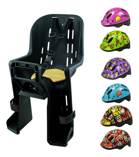 Asiento Trasero Bicicleta Niñ@s Infantil Sillon Y Casco