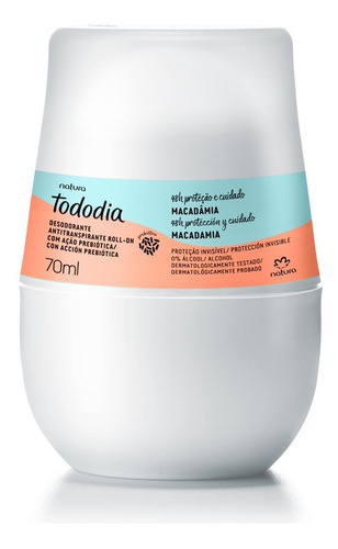Desodorante Antitranspirante Natura Roll-on Macadâmia - 70ml Fragrância Algodão