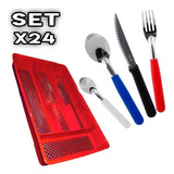 Set De Cubiertos Carol X 24 + Cubiertero Juego Completo-