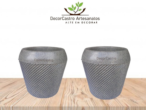 Jogo Vaso Planta Luxo Decorativo Polietileno Bojo Linear Pp