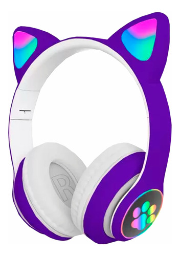 Headset Fone De Ouvido Bluetooth Led Orelha Gato Headphone