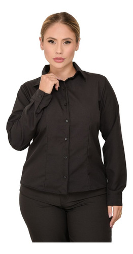 Camisa Camisete Social Feminina Microfibra Manga Longa Lisa