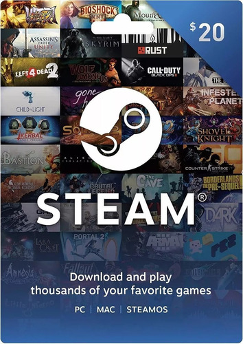 Steam Wallet Tarjeta 20 Us$