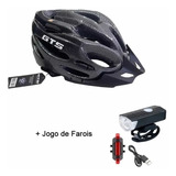 Capacete Com Sinalizador Led Ciclismo Bike Preto Grafite Gts