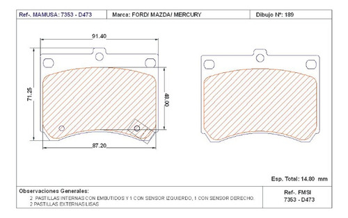 Pastillas Freno Delant Mazda 323 90-91 Laser 90-99 Tracer Foto 3