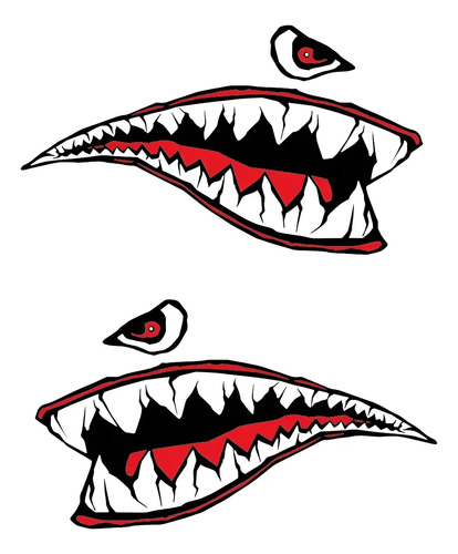 Vinil Sticker Calcomania Dientes De Tiburon Moto Auto