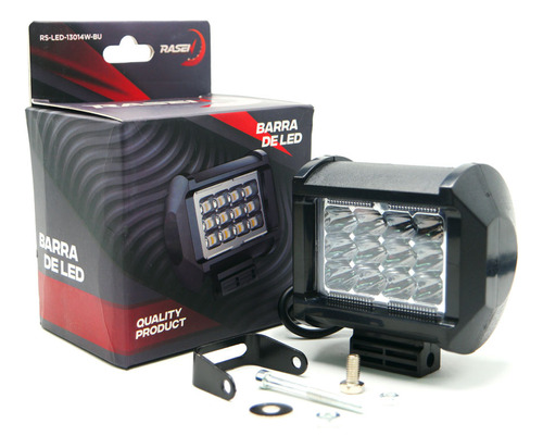 Faro Para Moto Rasen Auxiliar Led Cuadrado 3 Filas 12 Led Co