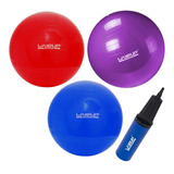 Bola Suíça De Pilates 45cm 55cm E 65cm - Kit Com 3 E Bomba