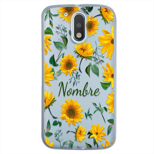 Funda Motorola Flores Girasoles Personalizada Con Tu Nombre