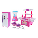 Kit Cozinha Infantil Completa Fogão Geladeira Liquidificador