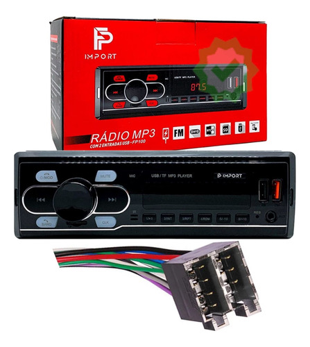 Kit Rádio Automotivo Mp3 + Chicote Macho Conector Universal