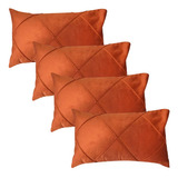 Kit 4 Capas Para Almofada Em Veludo Drapeada 60x40 Terracota