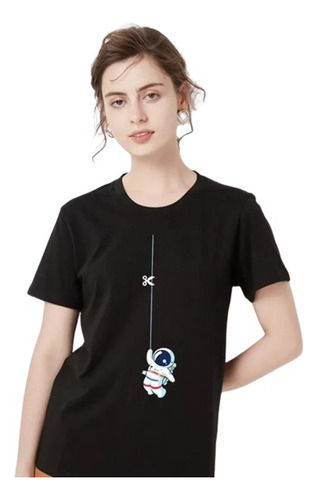Camiseta Informal Con Estampado De Astronauta Para Mujer