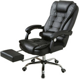 Silla Ejecutiva Reclinable Ergonomicaofficeteche Reposapies Color Negro Material Del Tapizado Cuero Sintético