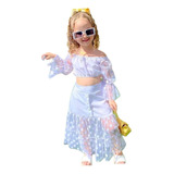 Conjunto Infantil Menina Cropped E Saia Tule Blogueirinha 