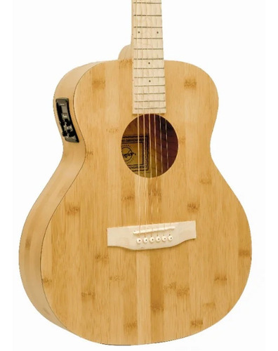 Bamboo Guitarra Electroacústica Bambú Natural 38 Con Funda