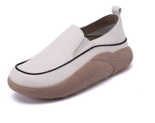 Plataforma Casual De Zapatos De Cuero De Pu Mocasines