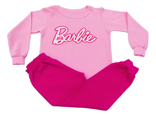 Conjunto Infantil Barbie Moletinho Roupa Legging Blusa Pink