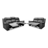 Sala Reclinable 100% Piel Genuina Helena Sofa Y Love