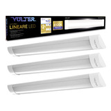 Kit 3 Luminárias Led Linear Sobrepor Bivolt 36w 120cm 6500k Cor Branco 110v/220v