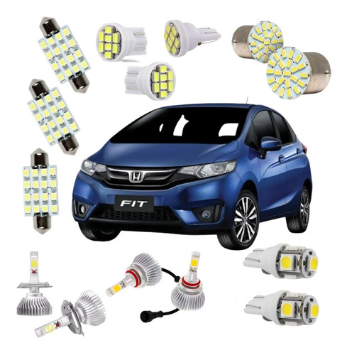 Kit Lâmpadas Super Led + Leds Farol/milha Honda Fit 04/17