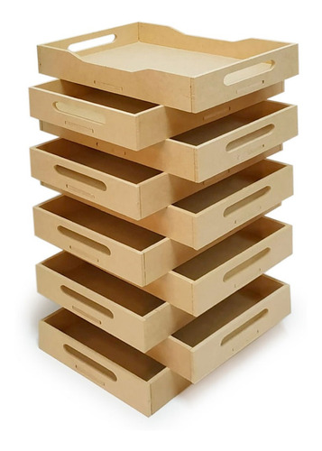 9 Bandejas Cajas Decorativas Guacal De Madera Para Regalo 