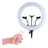 Aro De Luz Led 55cm Agarre Para 3 Celulares + Control Remoto