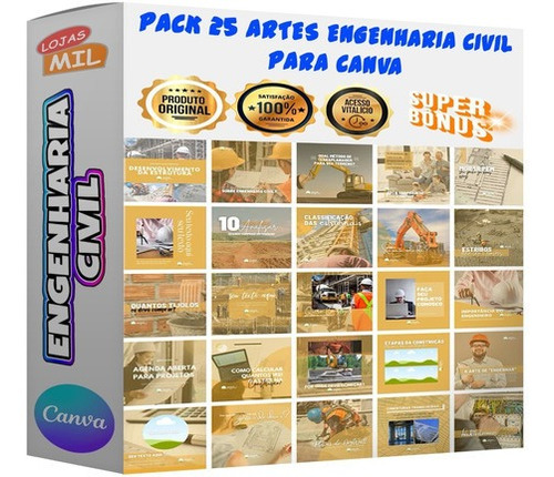 25 Artes Mídias Sociais Engenharia Civil Editável Canva