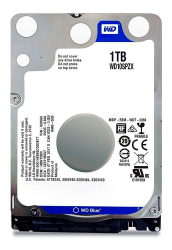 Disco Duro Interno Notebook Wd10spzx 1tb Azul