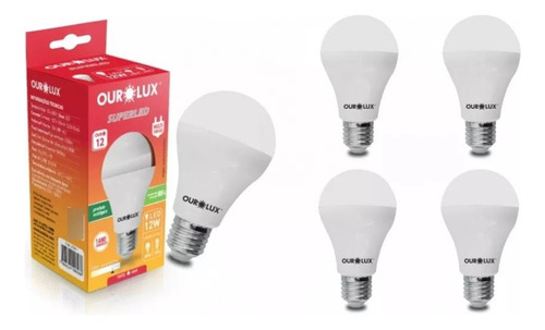 Kit 5 Lâmpadas Superled Ouro 12w Biv 6500k Ourolux