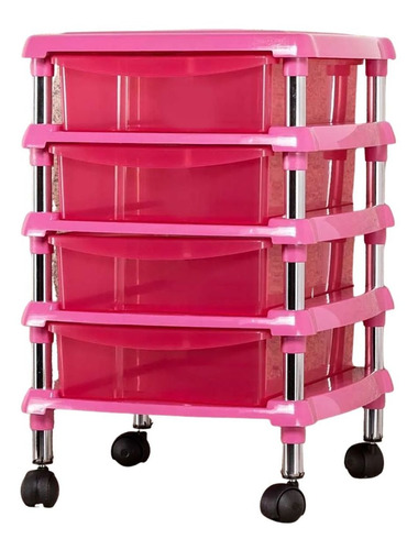 Organizador Rosa Para Quarto/cozinha 4 Gavetas 621 Gaveteiro