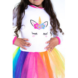 Disfraz Vestido De Unicornio Tutú Para Nenas 100% Poliester