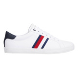 Tenis Tommy Hilfiger Iconic Blanco Azul Caballero Original