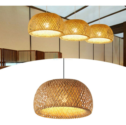 Kit 4 Luminárias Lustre Pendente Traçado Rustico Bambu 45cm