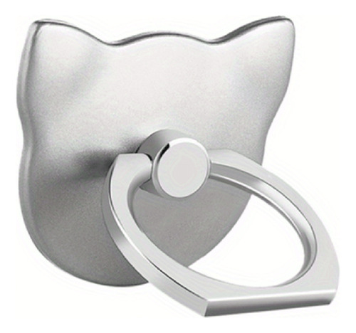 Anillo Soporte Sujetador Gatito Gato Celular Tablet Plata