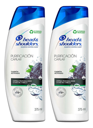 2 Shampoo Head & Shoulders Purificación Capilar Carbón 375ml