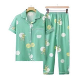 Pijama Mujer 2 Piezas Manga Corta Para Verano Y Primavera 21