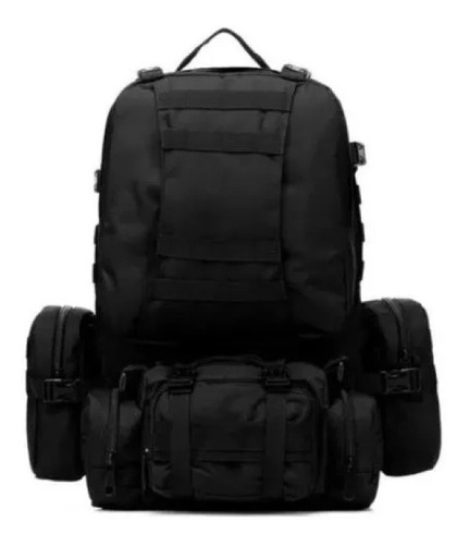 Morral Militar Grande 56 Litros Táctico Camuflado Negro