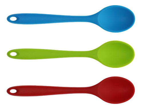 ,, 3 Peças De Silicone Mini Sopa Colher, 20,5 Cm, Verde E