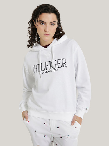 Polerón Hoodie Con Logo Monotype Blanco Tommy Hilfiger