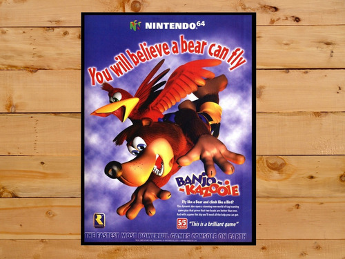 Poster Quadro Banjo-kazooie Nintendo 64 Game 30x42 A3